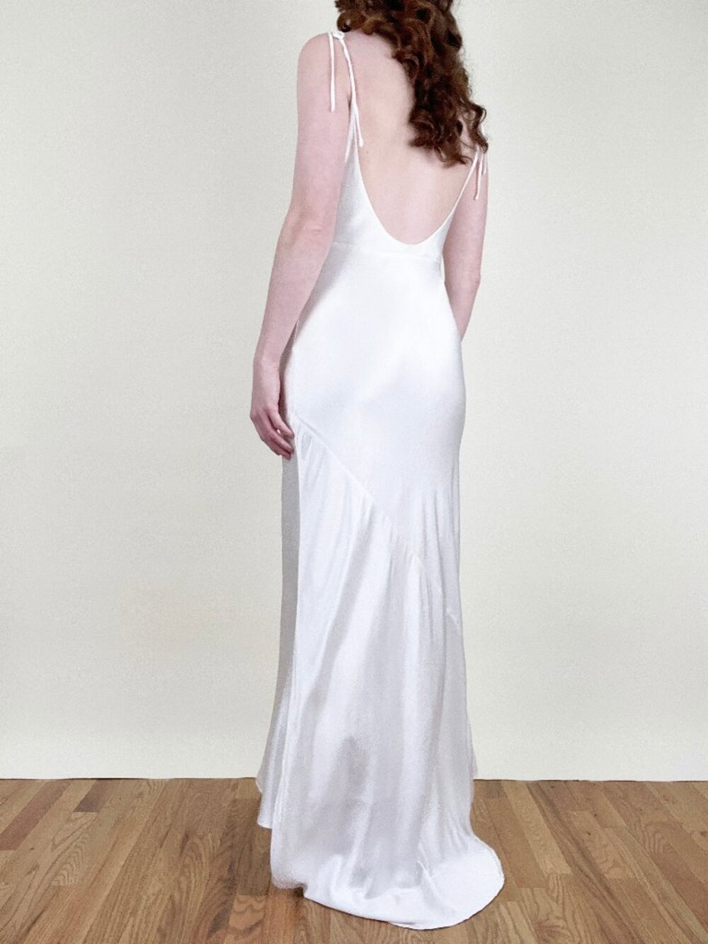 Vintage Slip Wedding Dress Gown Low Back Sleeveless Thin Straps Bias Cut 1990's - Picture 5 of 10